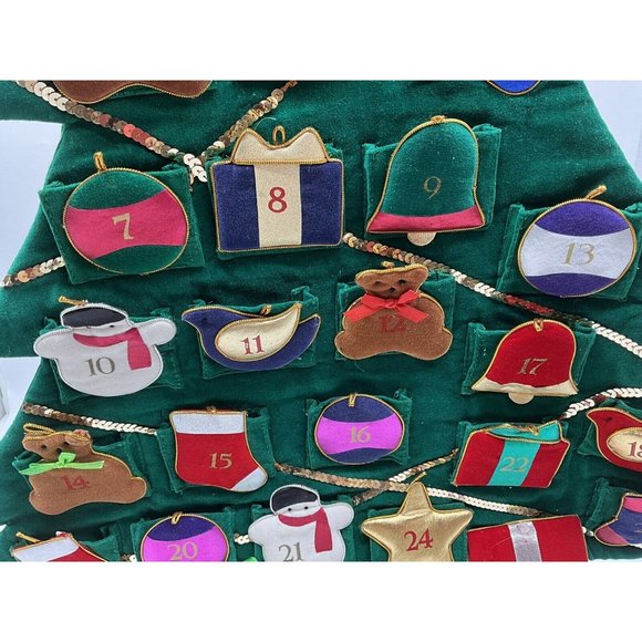 Christmas Tree Fabric Reusuable Advent Calendar 30 Inch long x 23 Inch Wide - Picture 13 of 16